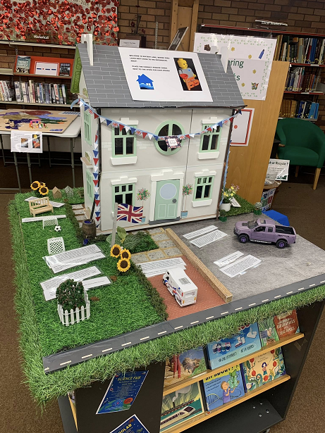 Model of a house showing flood resilience measures